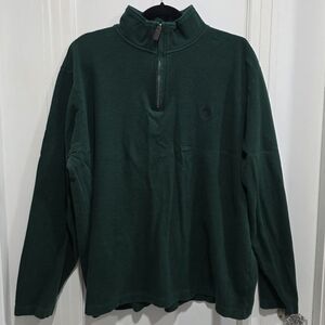 2XL CHAPS Quarter Zip Sweater - Evergreen